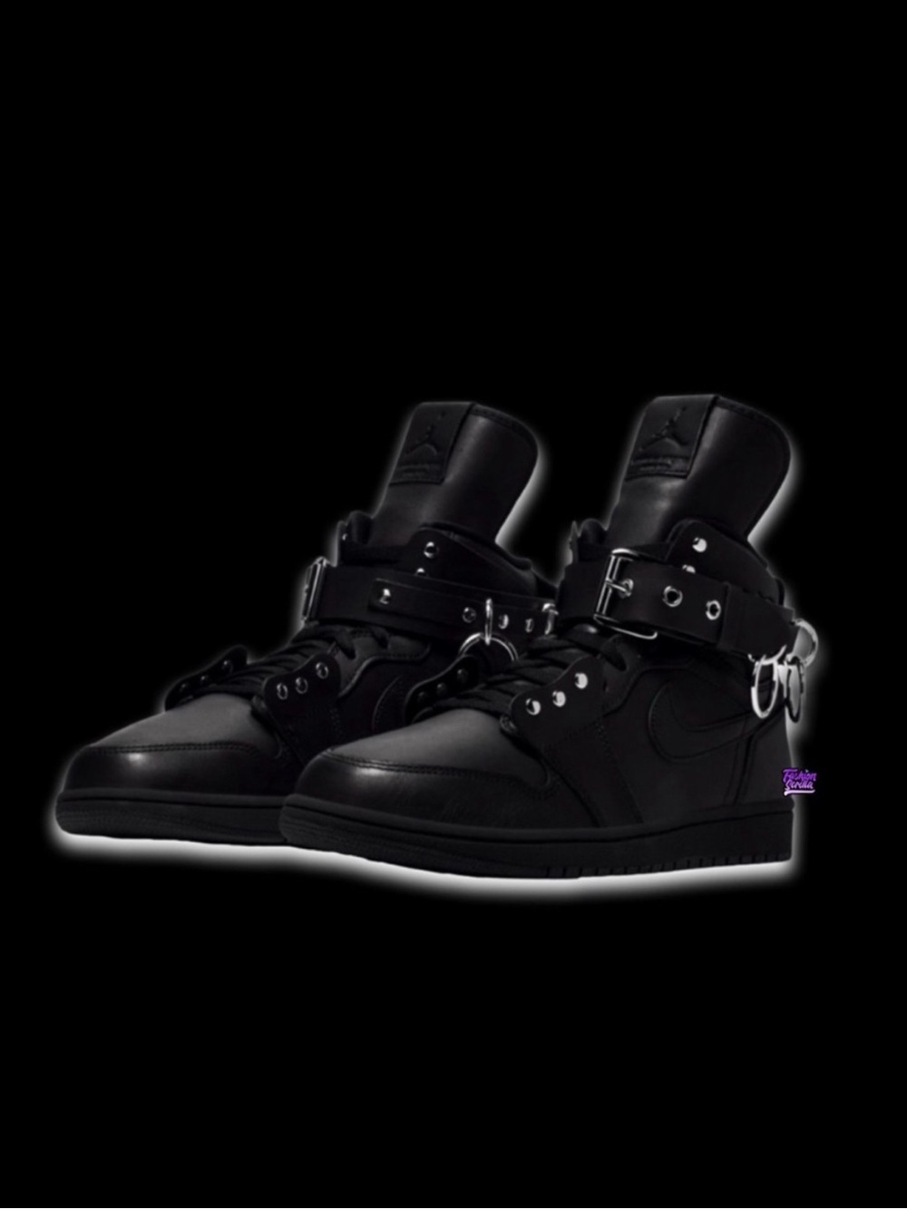 Comme Des Garçons x Nike Air Black Leather Jordan 1 High Sneakers